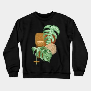 Elegant Shapes Tropical Leaves Monstera Crewneck Sweatshirt